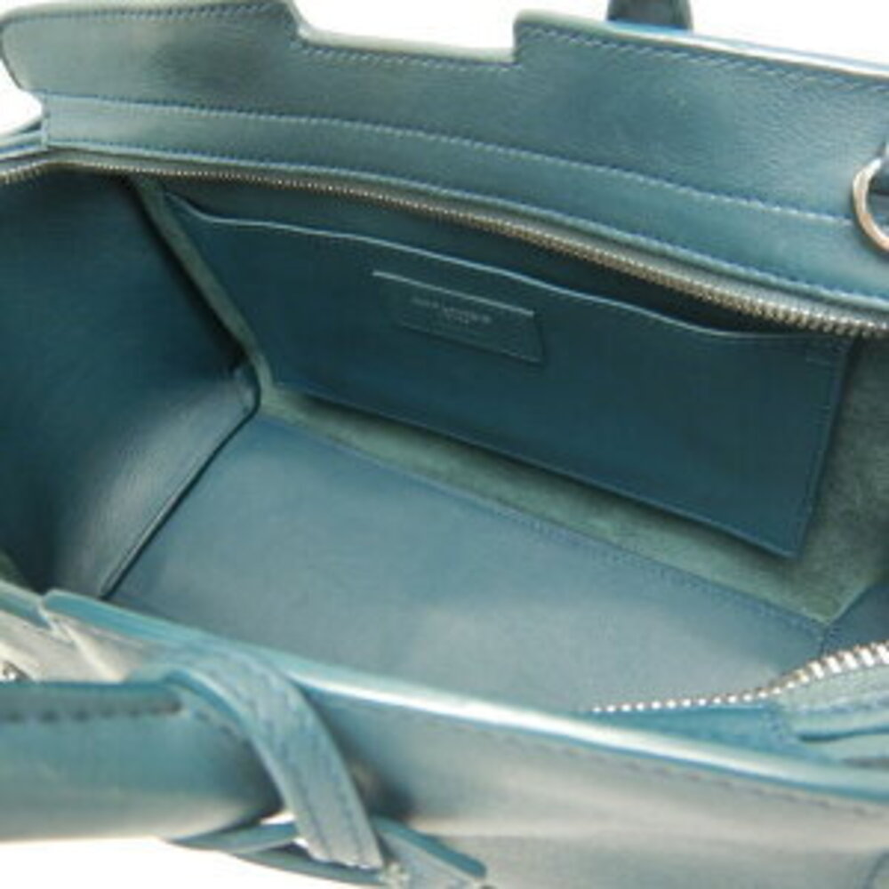 SAINT LAURENT Downtown Cabas Handbag Leather Green - Picture 8 of 9
